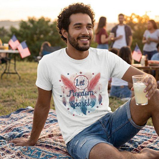 自由を夢のキャッチャーに輝かせる Tシャツ