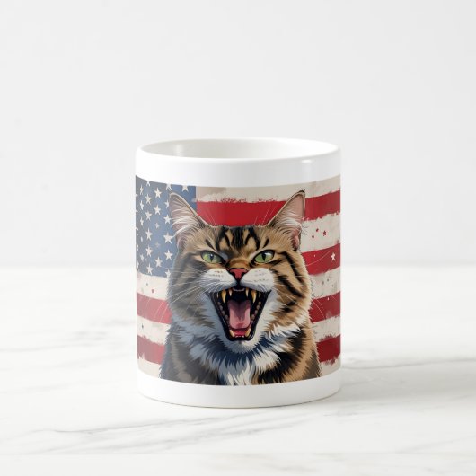 自由を求めてニャーニャー – Patriotic Cat Mug コーヒーマグカップ (中央)
