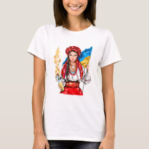 自由を求めて戦うウクライナの少女 Tシャツ