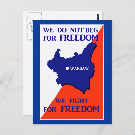 自由を求めて戦う第二次世界大戦ポーランド ポストカード (正面/裏面)