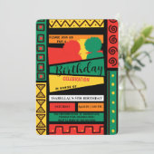 自由を祝うアフロ黒人歴史月間誕生日パーティー 招待状 (スタンド正面)