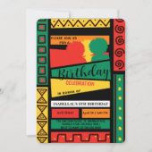 自由を祝うアフロ黒人歴史月間誕生日パーティー 招待状 (正面)