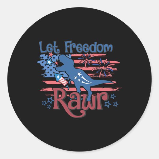 自由を許す子供たちTレックス恐竜Usaフラグ4th ラウンドシール (正面)