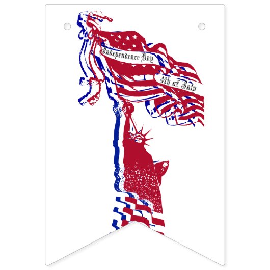 自由アメリカ国旗とテキストの像 バンティングフラッグ (第1の旗)