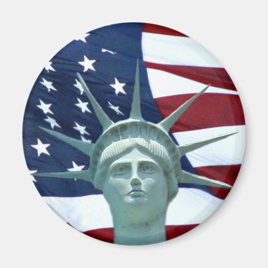 自由アメリカ国旗の像 マグネット (正面)