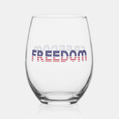 自由アメリカ愛国自由の国旗 ステムなしワイングラス (正面)