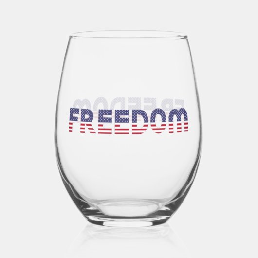 自由アメリカ愛国自由の国旗 ステムなしワイングラス (正面)