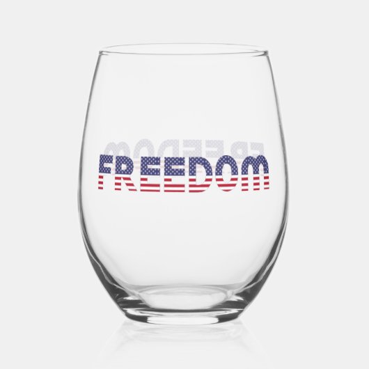 自由アメリカ愛国自由の国旗 ステムなしワイングラス (裏面)