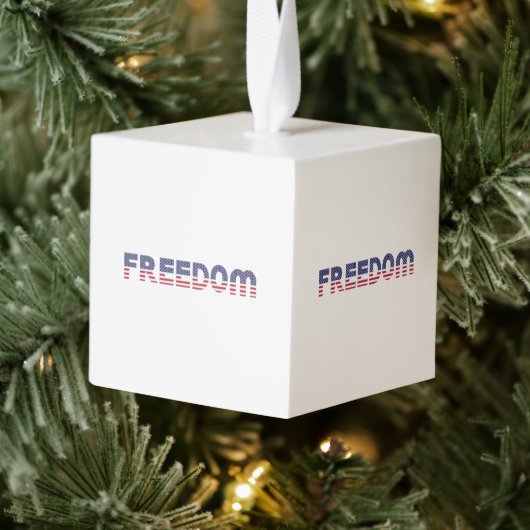 自由アメリカ愛国自由ギフト国旗 キューブオーナメント (ツリー)