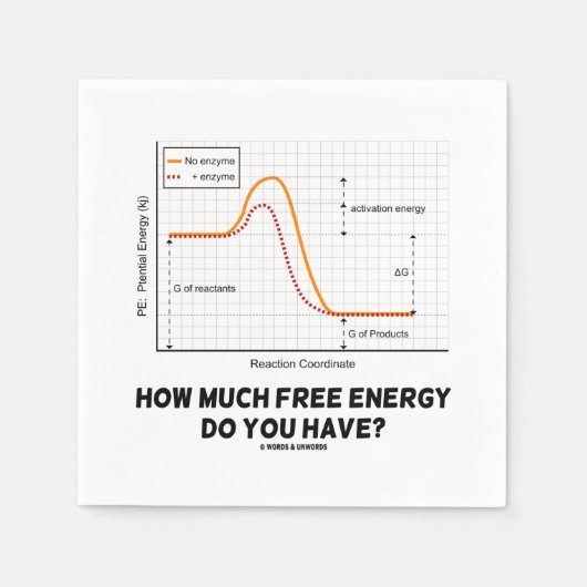 自由エネルギーはいくらあるか化学ユーモア スタンダードカクテルナプキン (正面)