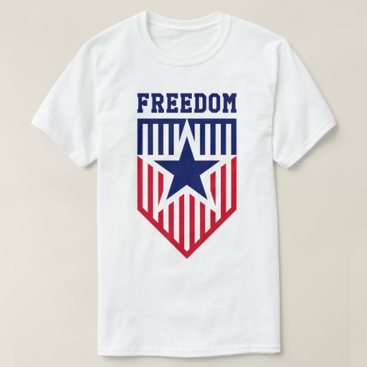 自由エンブレムの愛国的盾 Tシャツ (デザイン正面)