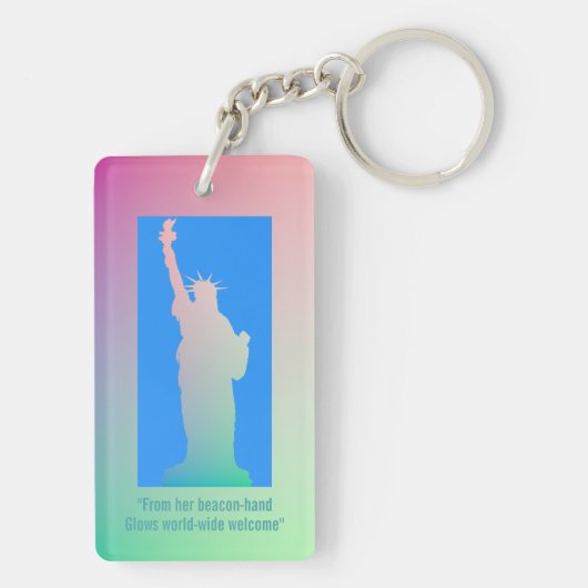 自由カスタマイズのピンク色の緑の虹の像 キーホルダー (裏面)