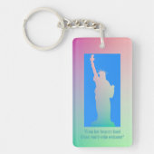 自由カスタマイズのピンク色の緑の虹の像 キーホルダー (正面)