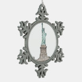 自由カスタムの女神ニューヨーク市クリスマス スノーフレークピューターオーナメント (左)