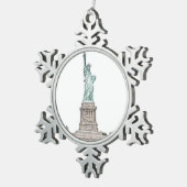 自由カスタムの女神ニューヨーク市クリスマス スノーフレークピューターオーナメント (右)