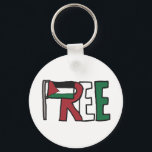 自由パレスチナ キーホルダー<br><div class="desc">パレスチナ国旗と「REE」の文字は、抗議の「自由なパレスチナ」のイメージを構成している。意図的な声明や怒りの叫び – カラフルと効果的なスローガン画像。</div>