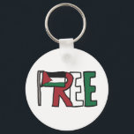 自由パレスチナ キーホルダー<br><div class="desc">パレスチナ国旗と「REE」の文字は、抗議の「自由なパレスチナ」のイメージを構成している。意図的な声明や怒りの叫び – カラフルと効果的なスローガン画像。</div>