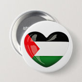 自由パレスチナ。ハート型パレスチナ国旗 缶バッジ (正面&裏面)