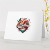 自由パレスチナ、私はパレスチナと共に立つ、Support Pa カード (黄色い花)