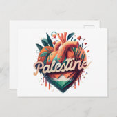 自由パレスチナ、私はパレスチナと共に立つ、Support Pa ポストカード (正面/裏面)