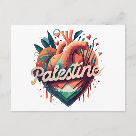 自由パレスチナ、私はパレスチナと共に立つ、Support Pa ポストカード (正面)