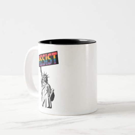 自由フェミニストの贈り物の女神に抵抗する ツートーンマグカップ (正面左)