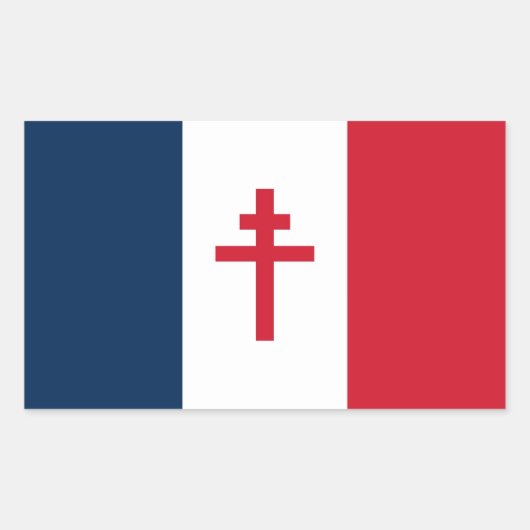 自由フランスの旗 長方形シール (正面)