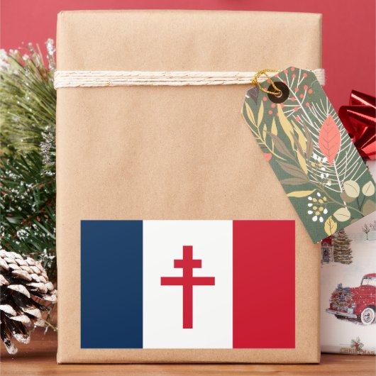自由フランスの旗 長方形シール (クリスマス)