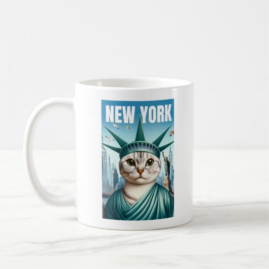 自由マグカップのニューヨーク市猫像 – かわいいNYC コーヒーマグカップ (左)