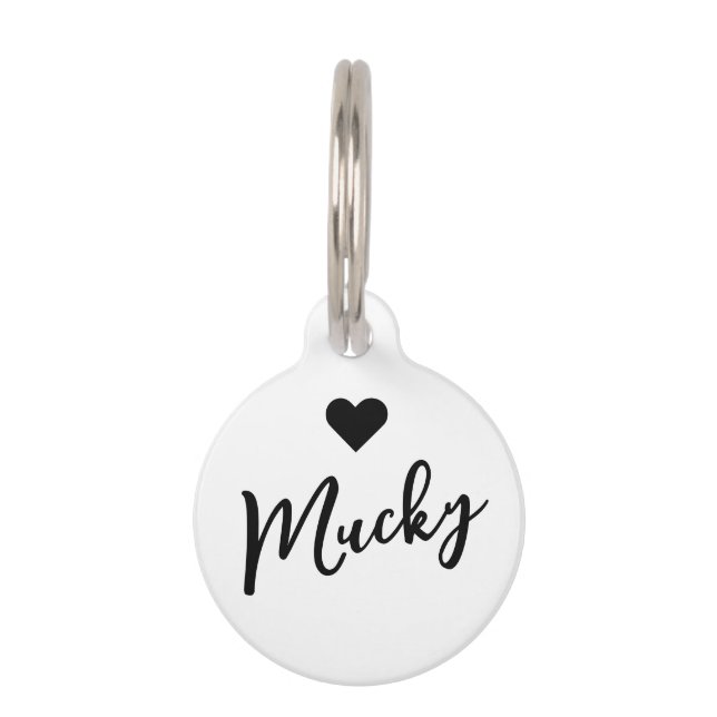 自由ミニマル編集可能なペット名ハート電話番号 ペット　ネームタグ (正面)