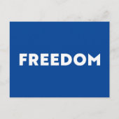 自由モダンタイポグラフィミニマル白い青 ポストカード (正面)