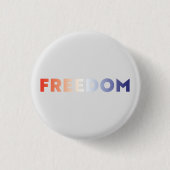 自由モダンタイポグラフィ赤白青灰色 缶バッジ (正面)