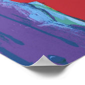 自由モダン像ウォーター色赤いハート鳩 ポスター (角)