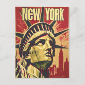 自由ヴィンテージ旅行のニューヨーク像ポスター ポストカード (正面)