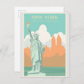 自由ヴィンテージ旅行のニューヨーク像ポスター ポストカード (正面/裏面)