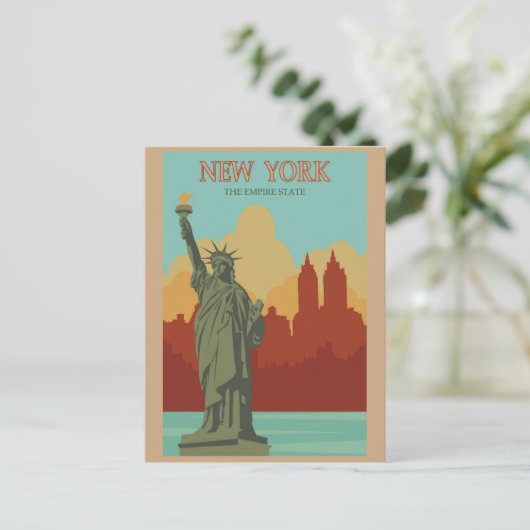 自由ヴィンテージ旅行のニューヨーク像ポスター ポストカード (スタンド正面)