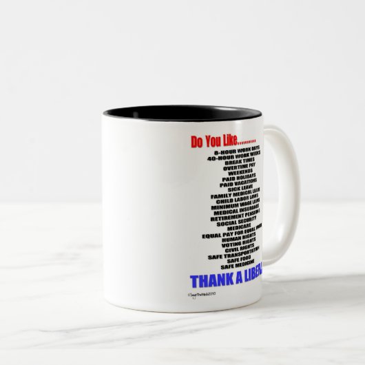 自由主義のなコーヒーカップを感謝していして下さい ツートーンマグカップ (正面右)
