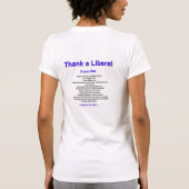 自由主義のな女性のティーを感謝していして下さい Tシャツ (裏面)