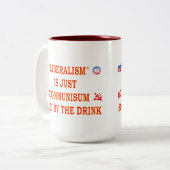 自由主義は共産主義にすぎない ツートーンマグカップ (正面左)