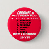 自由主義者はどうかして決して選ばれた大統領を得ません。 缶バッジ (正面)