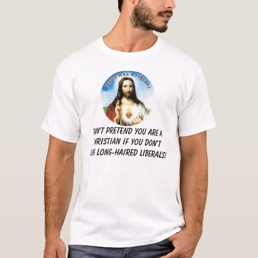 自由主義者は、ですクリスチャンyなら…ふりをしません tシャツ (正面)