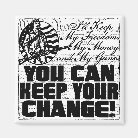 自由保だ。お金と銃 マグネット (正面)