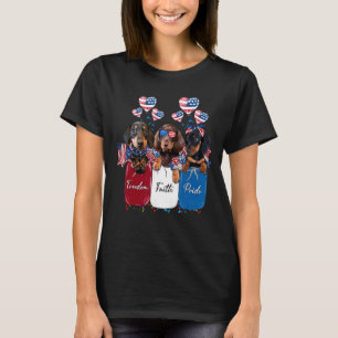 自由信仰プライドダックスシュント米国国旗のハートボール Tシャツ