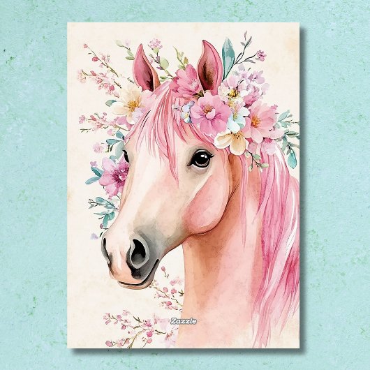 自由奔放な馬かわいらしフローラ復活祭 シーズンカード