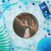 自由女性イーグルアメリカ国旗USA油彩画 ペーパープレート (パーティー)