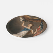 自由女性イーグルアメリカ国旗USA油彩画 ペーパープレート (アングル)