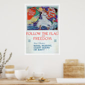 自由後を追旗（米国02179） ポスター (キッチン)
