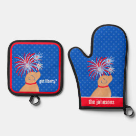 自由得か?イエロードッグキッチンタオル 鍋つかみ&鍋敷きセット