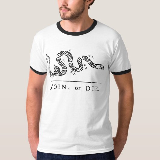 -自由意志論者結合しますか、または死んで下さい Tシャツ (正面)