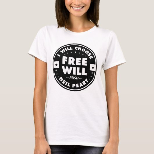 自由意志、やる気を起こさせる引用文 Tシャツ (正面)